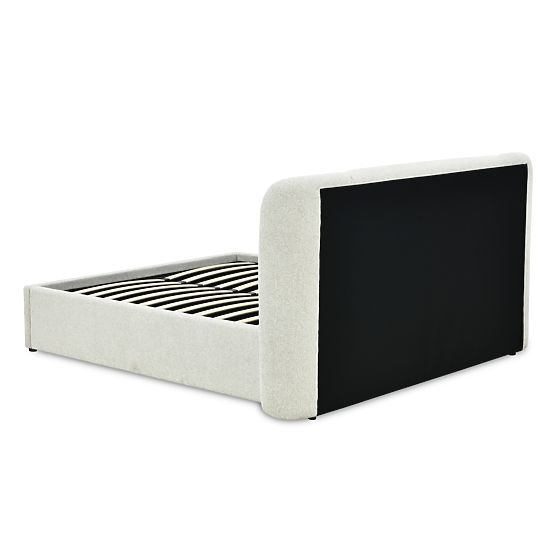 Oblazinjena postelja Snoovia 160x200 cm, z letvami in shranjevalnim prostorom, svetlo bež