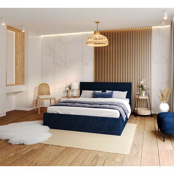 Oblazinjena postelja TULSA 120 x 200 cm - Temno modra