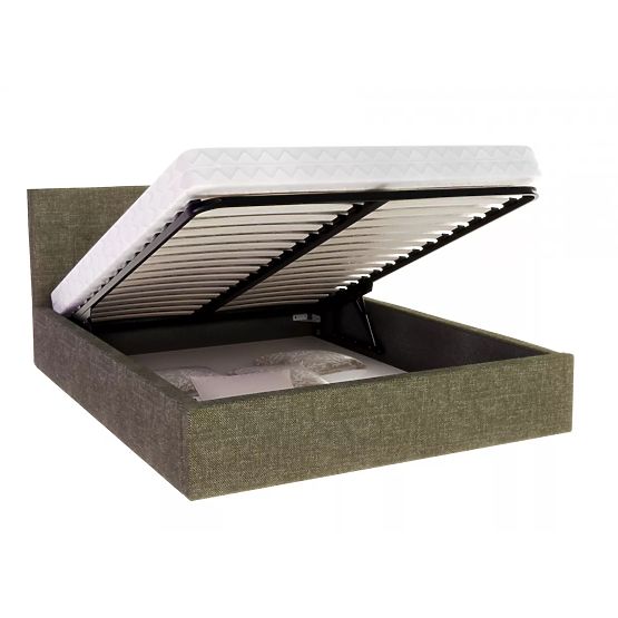 Oblazinjena postelja TULSA 140 x 200 cm - Olivno zelena