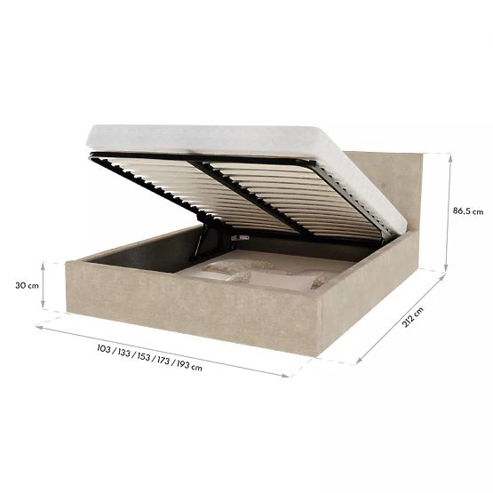 Oblazinjena postelja TULSA 160 x 200 cm - Olivno zelena