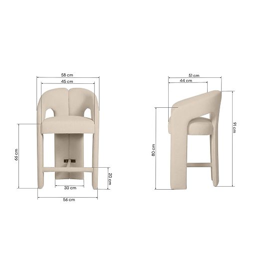 Oblazinjeni barski stol Castelo bež