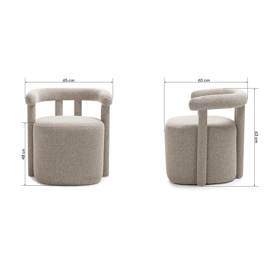 Oblazinjeni fotelj Glen siv, zaobljene oblike