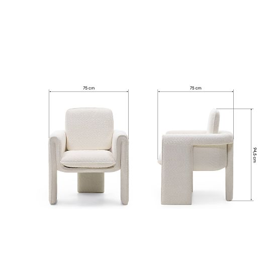 Oblazinjeni stol Campat bel, zaobljen