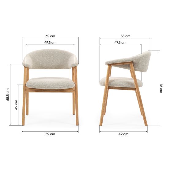 Oblazinjeni stol Capri, svetlo bež/dubovo les