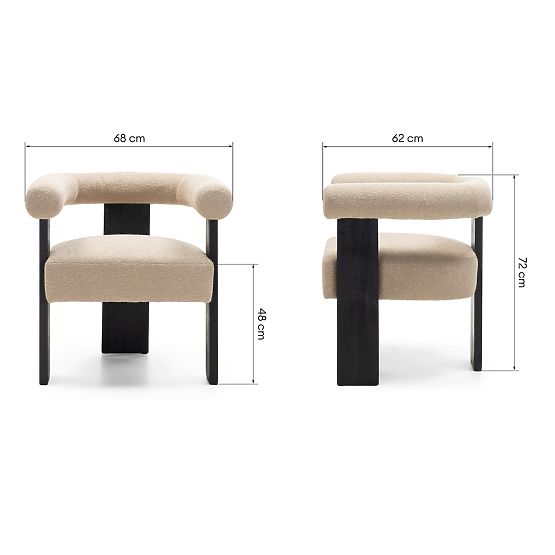 Oblazinjeni stol Chili bež/črna, kavčukov les