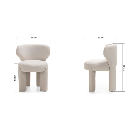 Oblazinjeni stol Elaine krem, boucle, zaobljene oblike