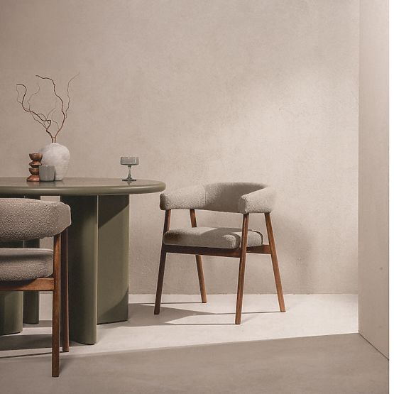 Oblazinjeni stol Giovani, svetlo rjava/hrastov les, zaobljen