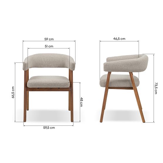 Oblazinjeni stol Giovani, svetlo rjava/hrastov les, zaobljen