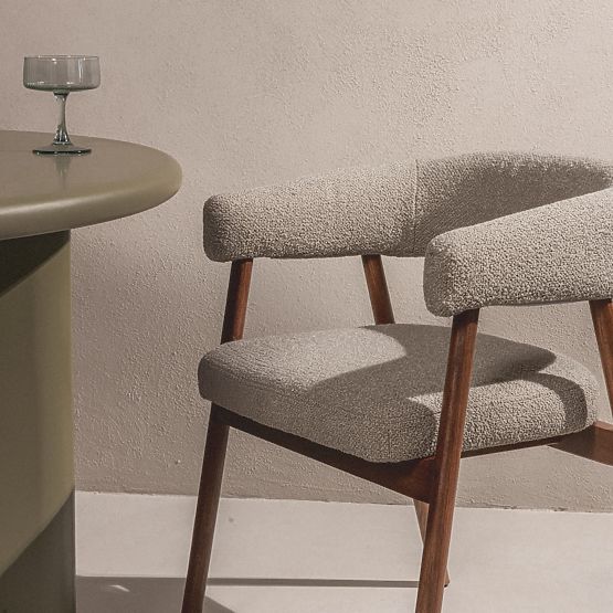 Oblazinjeni stol Giovani, svetlo rjava/hrastov les, zaobljen