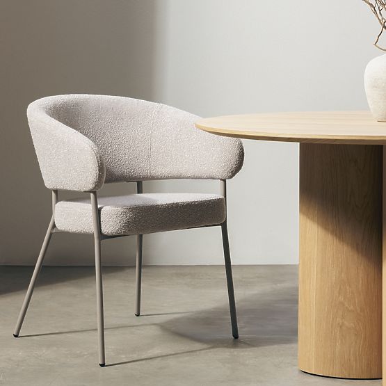 Oblazinjeni stol Lamu bež, bouclé