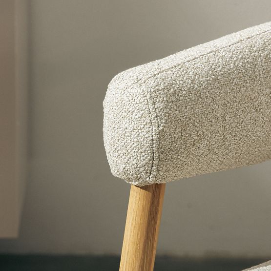 Oblazinjeni stol/počivalnik Montepulciano, svetlo bež/dubovo les, zaobljen