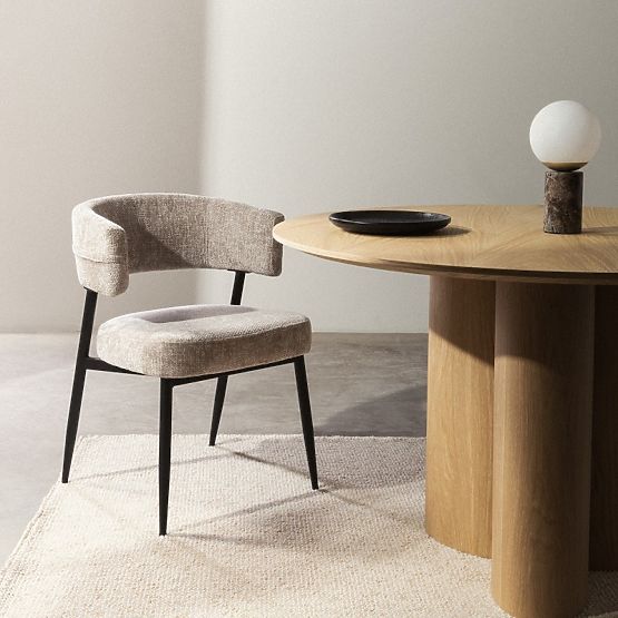 Oblazinjeni stol Rosario bež/črne noge