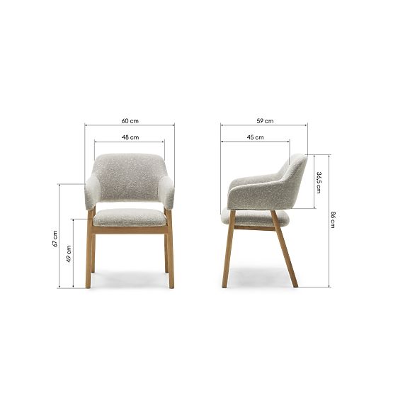 Oblazinjeni stol Sanremo svetlo siva, boucle/hrast