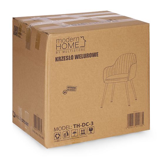 Oblazinjeni žametni moderni stol za jedilnico in dnevno sobo krem ModernHome