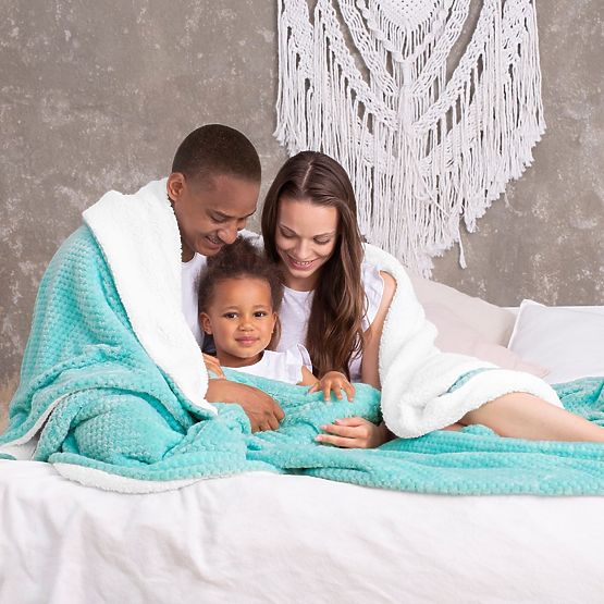 Odeja SHLEEPY barva turkizna reliefni žakard klasični stil 130x180