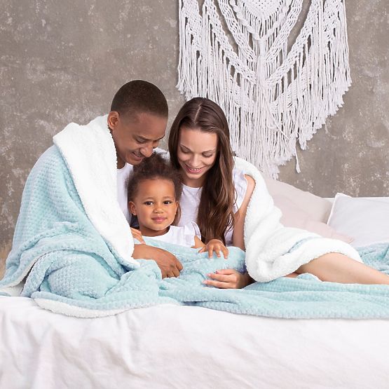 Odeja SHLEEPY modra z žakardnim vzorom klasičen stil 130x180