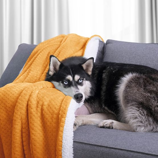 Odeja SHLEEPY oranžna žakardno vtisnjena klasični slog 130x180