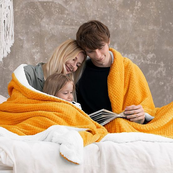 Odeja SHLEEPY oranžna žakardno vtisnjena klasični slog 130x180