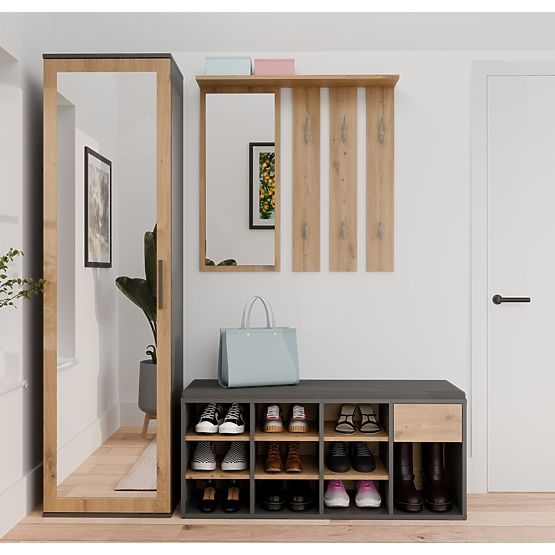 Odprta omara za čevlje TALLIN ANTRACIT DUB ARTISAN za predsobo