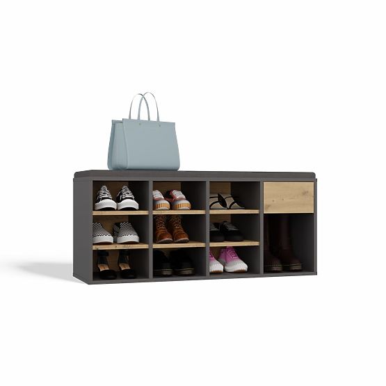 Odprta omara za čevlje TALLIN ANTRACIT DUB ARTISAN za predsobo