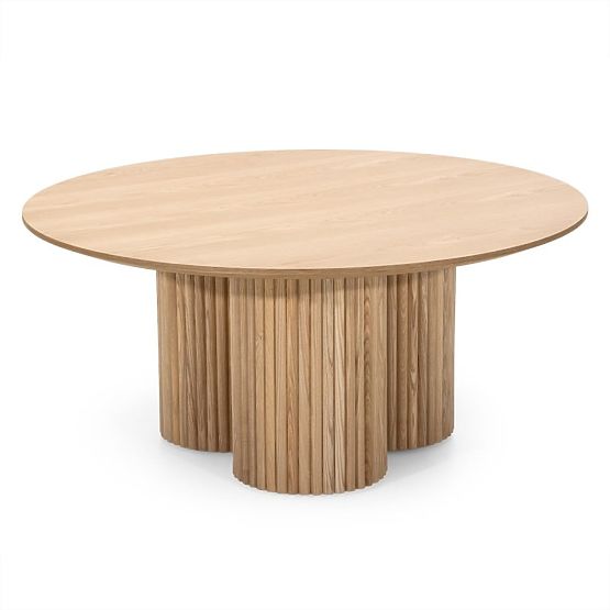 Okrogla konferenčna miza Vesby 100 cm, naravni hrast, jesen, lamele