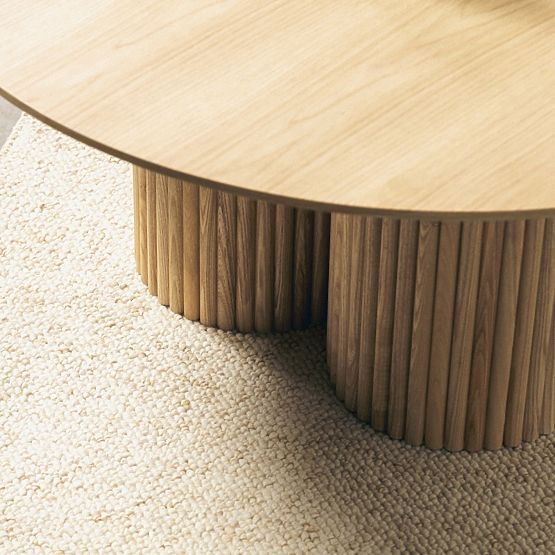 Okrogla konferenčna miza Vesby 100 cm, naravni hrast, jesen, lamele