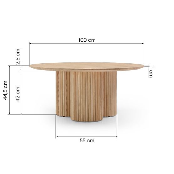 Okrogla konferenčna miza Vesby 100 cm, naravni hrast, jesen, lamele