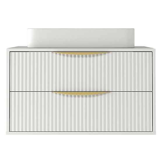 Omara pod umivalnik Avila 2.0, 80 cm, z utori, zlate ročaje, bela