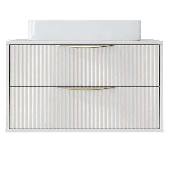 Omara pod umivalnik Avila 2.0, 80 cm, z utori, zlate ročaje, bela
