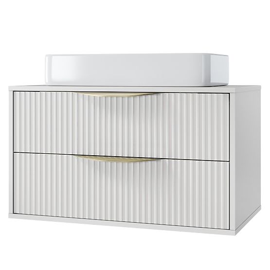 Omara pod umivalnik Avila 2.0, 80 cm, z utori, zlate ročaje, bela