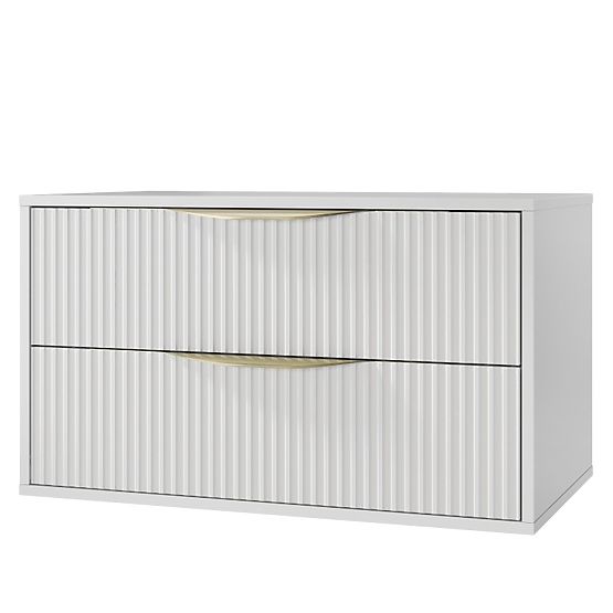 Omara pod umivalnik Avila 2.0, 80 cm, z utori, zlate ročaje, bela