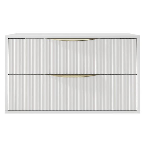 Omara pod umivalnik Avila 2.0, 80 cm, z utori, zlate ročaje, bela