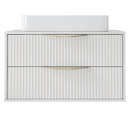 Omara pod umivalnik Avila 2.0, 80 cm, z utori, zlate ročaje, bela