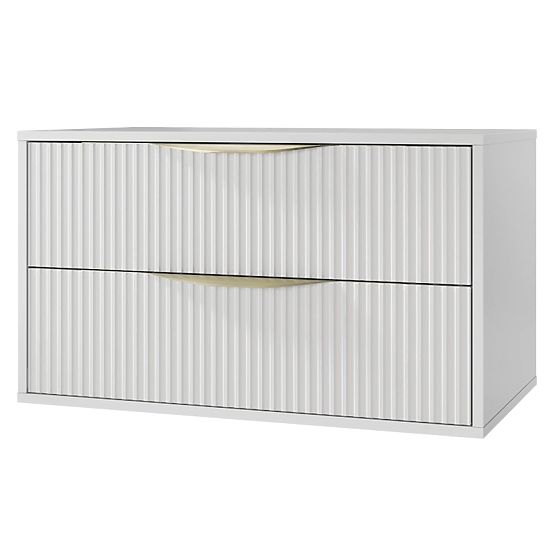 Omara pod umivalnik Avila 2.0, 80 cm, z utori, zlate ročaje, bela