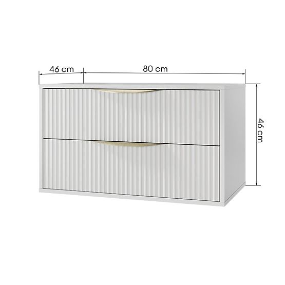 Omara pod umivalnik Avila 2.0, 80 cm, z utori, zlate ročaje, bela