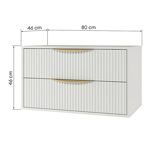 Omara pod umivalnik Avila 2.0, 80 cm, z utori, zlate ročaje, bela