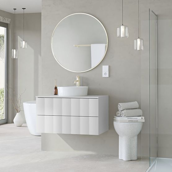 Omara pod umivalnik Grita 80 cm, bela, valovit sprednji panel