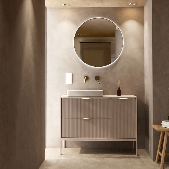 Omara pod umivalnik Livia 100 cm, kašmir, kovinske noge, rebrasta