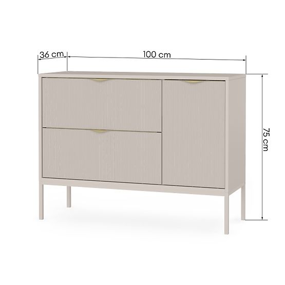 Omara pod umivalnik Livia 100 cm, kašmir, kovinske noge, rebrasta