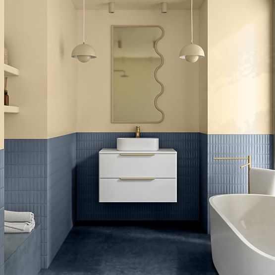 Omara pod umivalnik Tidea 80 cm, bela, zlate ročaje