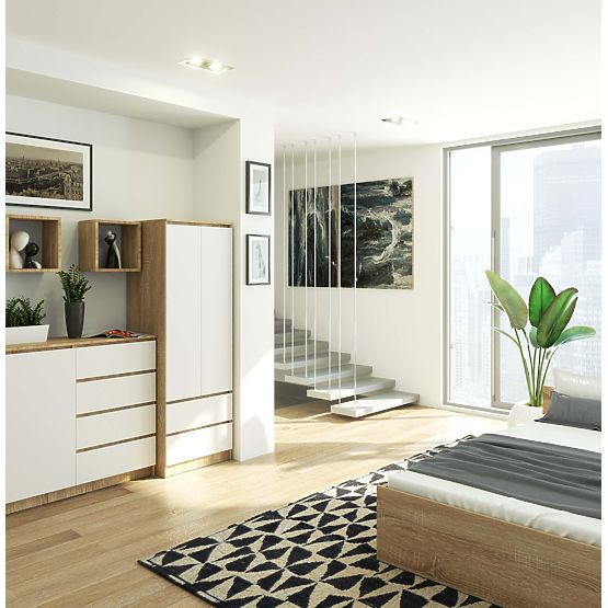 GARDEROBA STAR S 60 cm 2 VRATI 2 PREDALI SONOMA / BELA