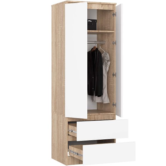 GARDEROBA STAR S 60 cm 2 VRATI 2 PREDALI SONOMA / BELA