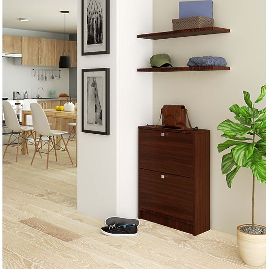 Omara za čevlje 2 nagibna vrata 60 cm - wenge