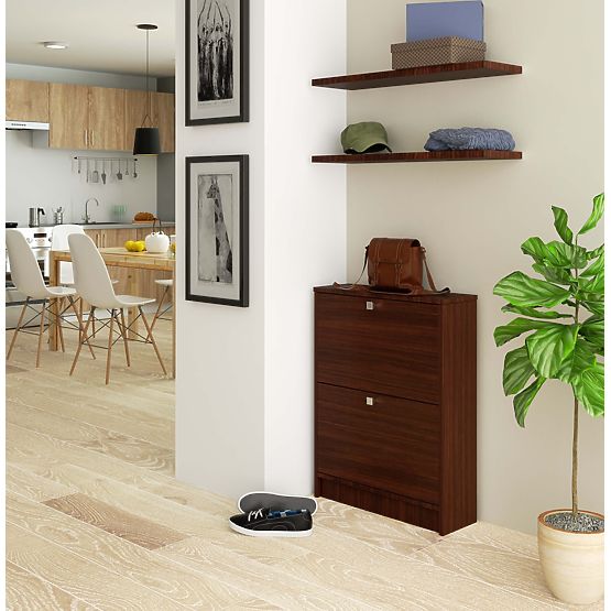 Omara za čevlje 2 nagibna vrata 60 cm - wenge