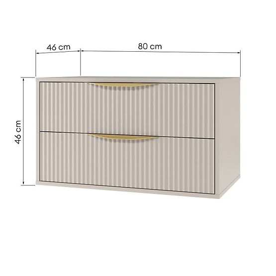 Omarica pod umivalnik Avila 2.0, 80 cm, rebrasta, zlate ročaje, kašmir