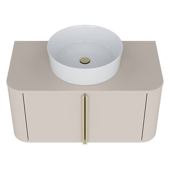 Omarica pod umivalnik na plošči Bassa 80 cm, kašmir, zlate ročaji, zaobljena