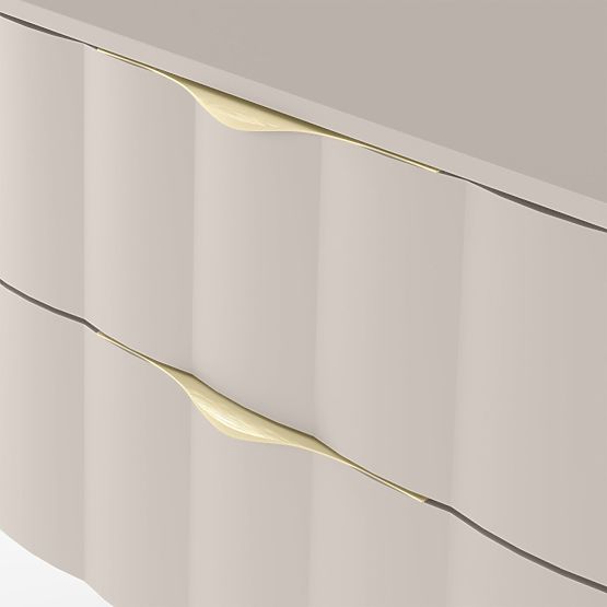 Omarica pod umivalnik Omi 80 cm, valovit sprednji panel, zlate ročaji, kašmir bež