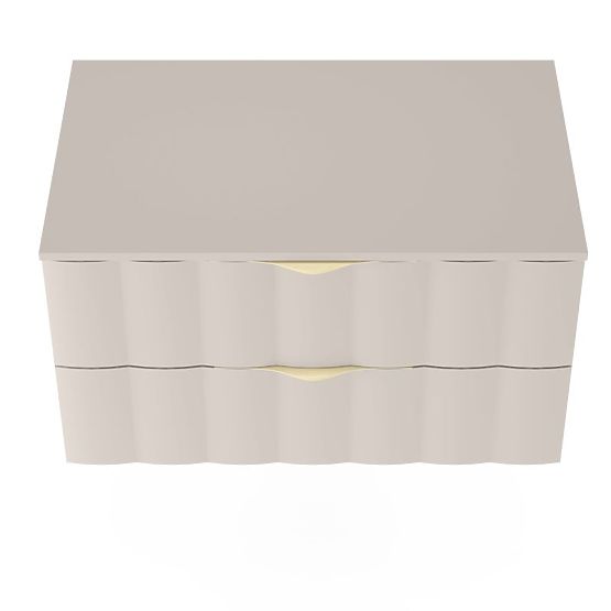 Omarica pod umivalnik Omi 80 cm, valovit sprednji panel, zlate ročaji, kašmir bež