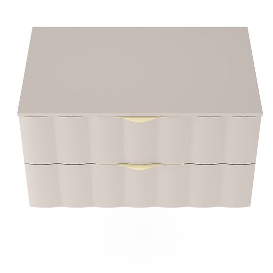 Omarica pod umivalnik Omi 80 cm, valovit sprednji panel, zlate ročaji, kašmir bež