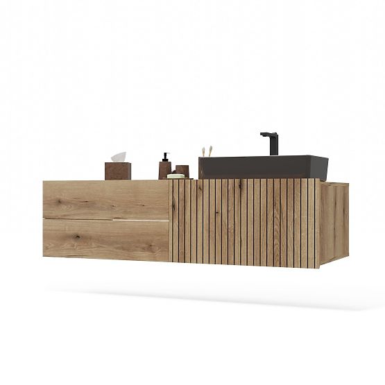 OMARICA POD UMIVALNIK TIGO 1D2S HRAST EVOKE 140 CM 2 PREDALA REBRASTA SPREDNJA PLOŠČA VISEČA